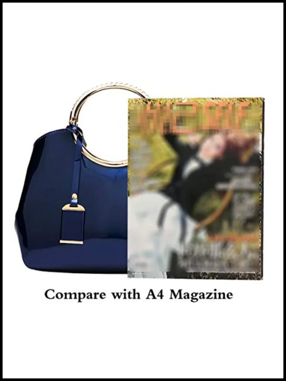 Patent Leather Top Handle Satchel Tote with Pendant for Women
